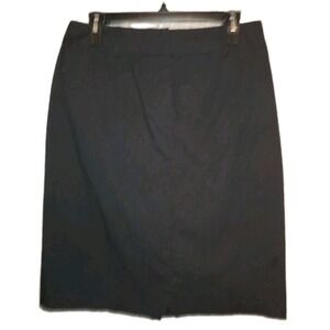 New York & Company Stretch Womens 6 Straight Black Pencil Skirt Cotton Blend